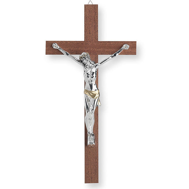 Crocefisso in Resina Argento con Croce in Legno Leonardo LE080793 Hover Image