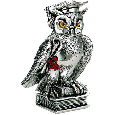 Gufo Laureato Argento 13cm Valenti Hover Image